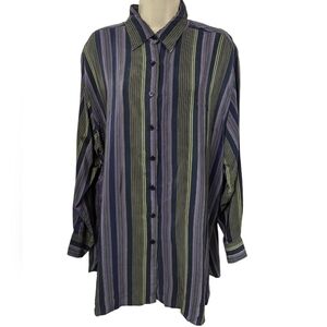 Field Manor Vintage Stripe Silk Tunic Sz 1X
